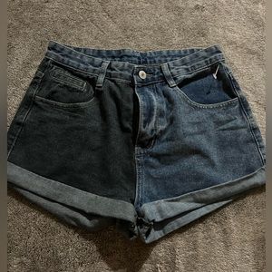 Dark wash half and half Jean shorts